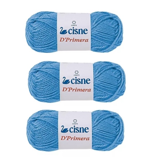 Fio de Lã Azul Claro trabalho artesanal com 3 unidades