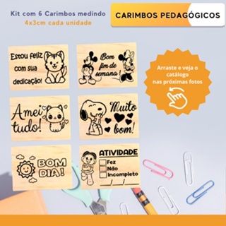 Kit com 6 Carimbos Pedagógicos | Carimbos para Professores em Oferta na Shopee