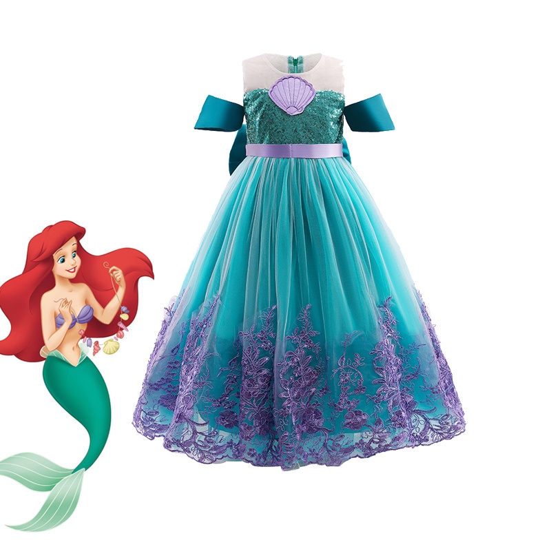 Vestido De Princesa Sereia Meninas Cosplay Traje De Natal Festa Carnaval Elegante 3-10 Anos em Oferta na Shopee