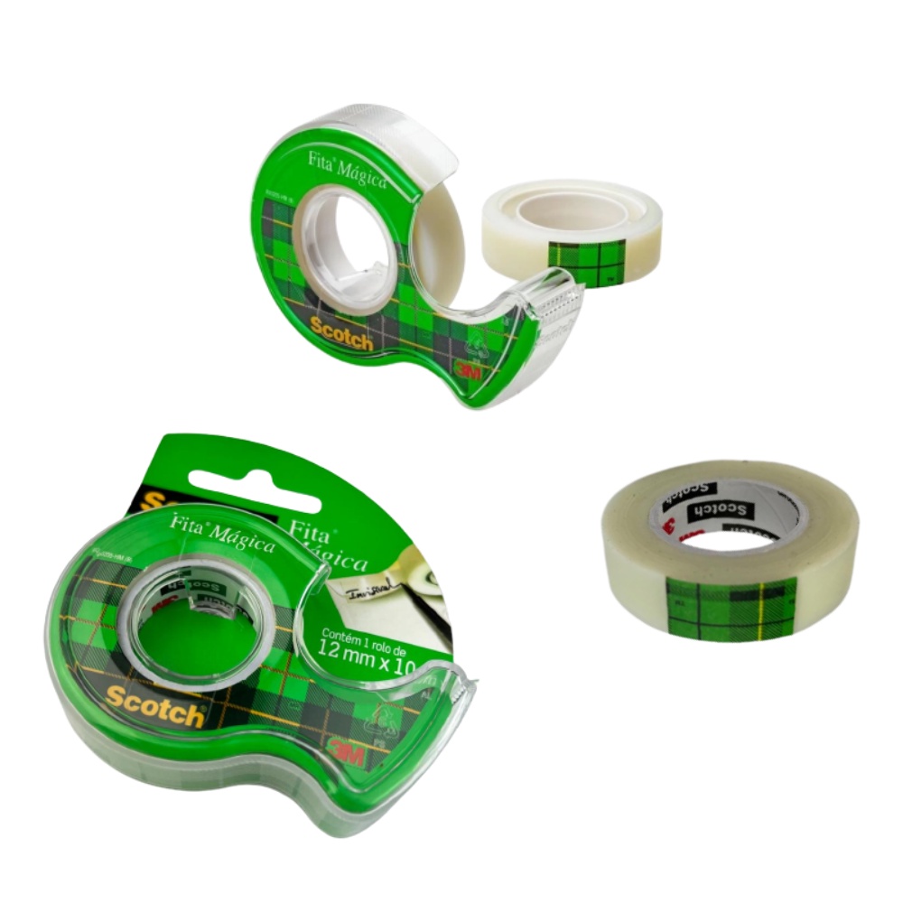 Fita Adesiva Mágica 3M Scotch Rolo + Dispensador - Escolha o Modelo
