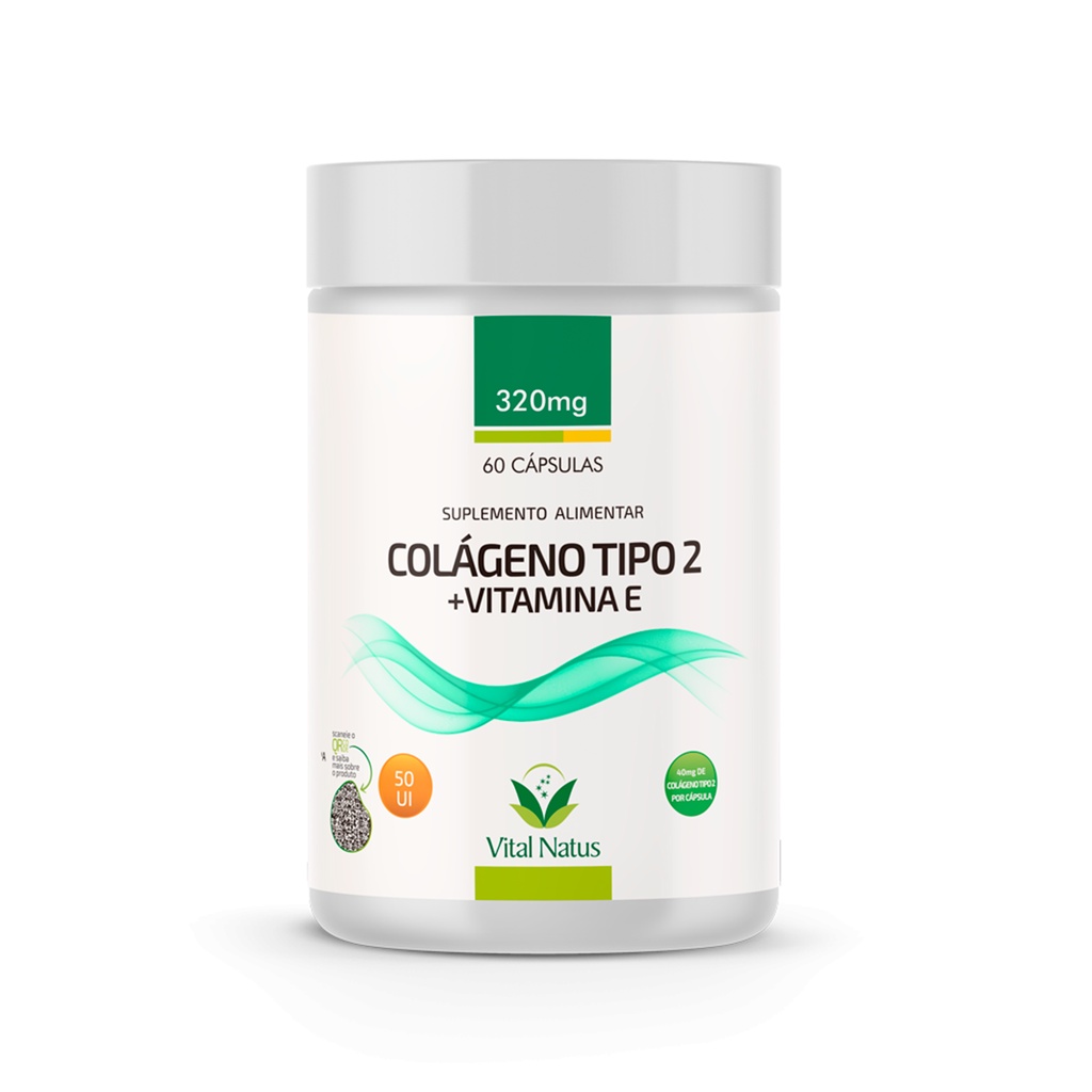 Colágeno Tipo 2 UC2 40mg + Vitamina E Vital Natus | 60 Cápsulas | Suplemento para Articulações