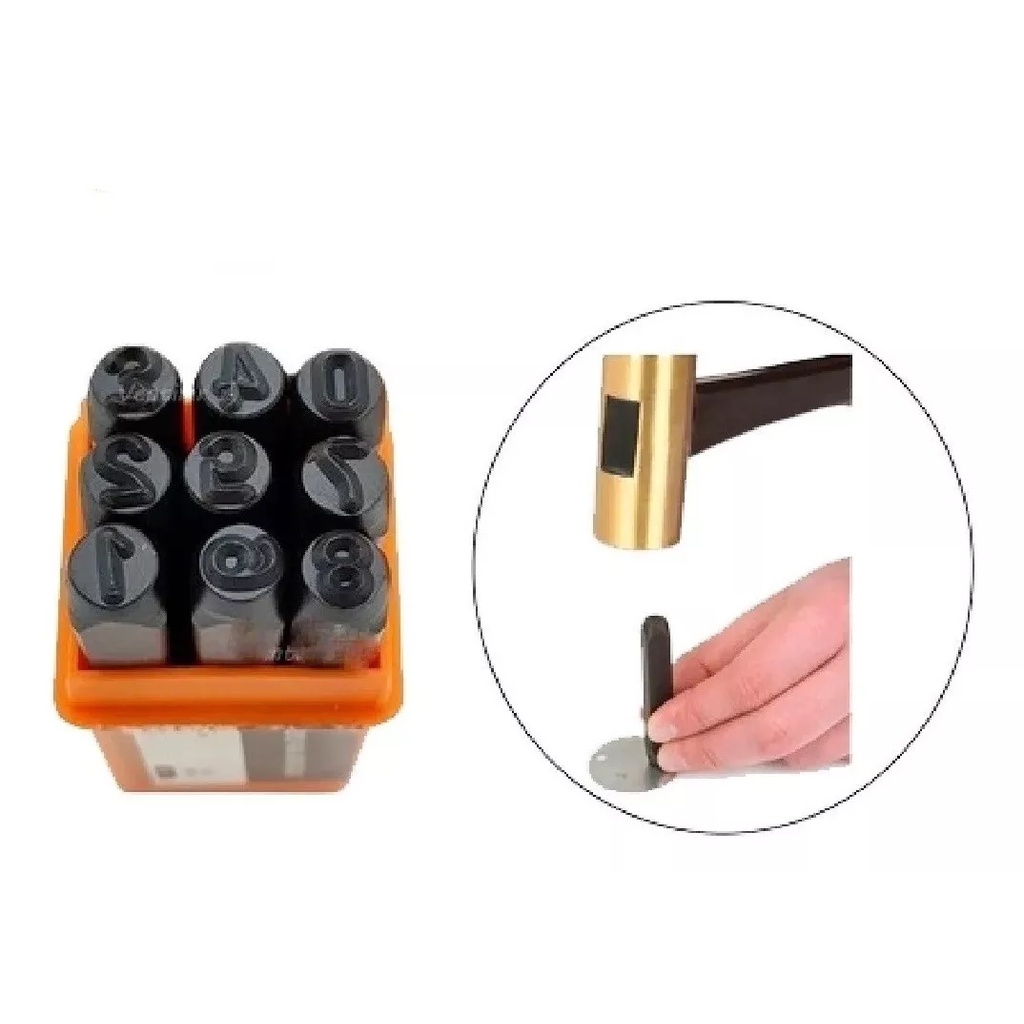 Kit Marcador Punção Numérico 9 Peças 8 Mm Starfer Original ou Eda Profissional