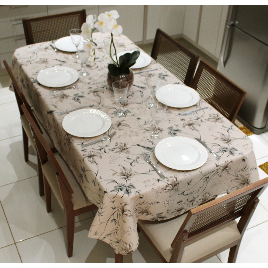 Toalha de Mesa Retangular 6 Lugares Linhão Estampado 2,20m X 1,40m  Sala/Jantar