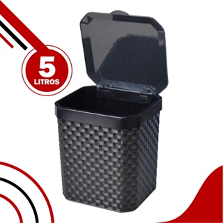 Lixeira Cesto Rattan 5 Litros Preta C Tampa Cozinha Banheiro Lixeira Pia em Oferta na Shopee