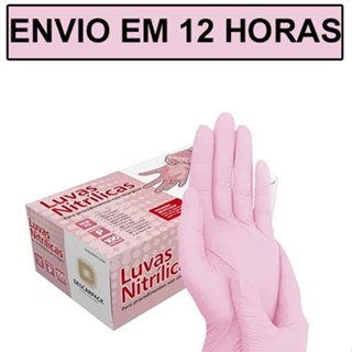 Kit 2CX Luva Nitrilica Sem Pó Rosa - P/M/G - Caixa C/100 Und - Descarpack