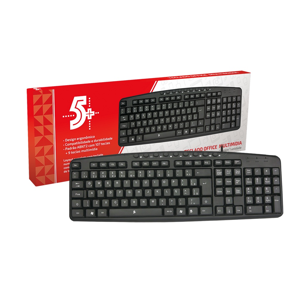 TECLADO OFFICE MULTIMIDIA USB COM FIO