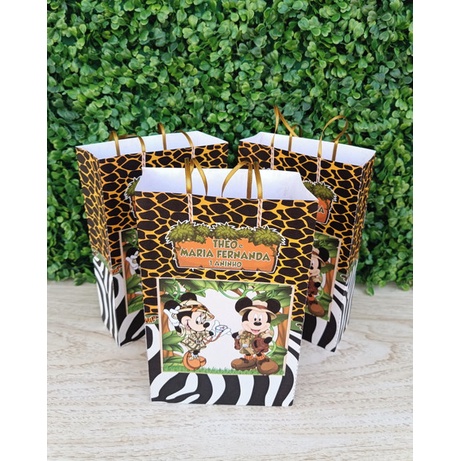 Sacolinha Safari Minnie Personalizada 10x15x4 - Lembrancinha Aniversário