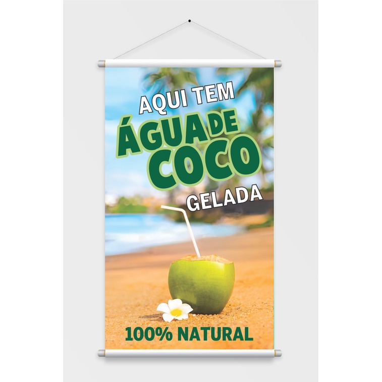 Banner Divulgação Aqui Tem Água De Coco 100x60cm