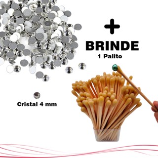 Meio Cristal Base Reta Para Colagem Tamanho 4mm 100 Unidades