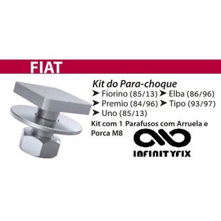 Kit do Para-choque 1 Parafuso, Arruela e Porca M8 Fiorino (85/13) Elba (86/96) Premio (84/96) Tipo (93/97) Uno (85/13)