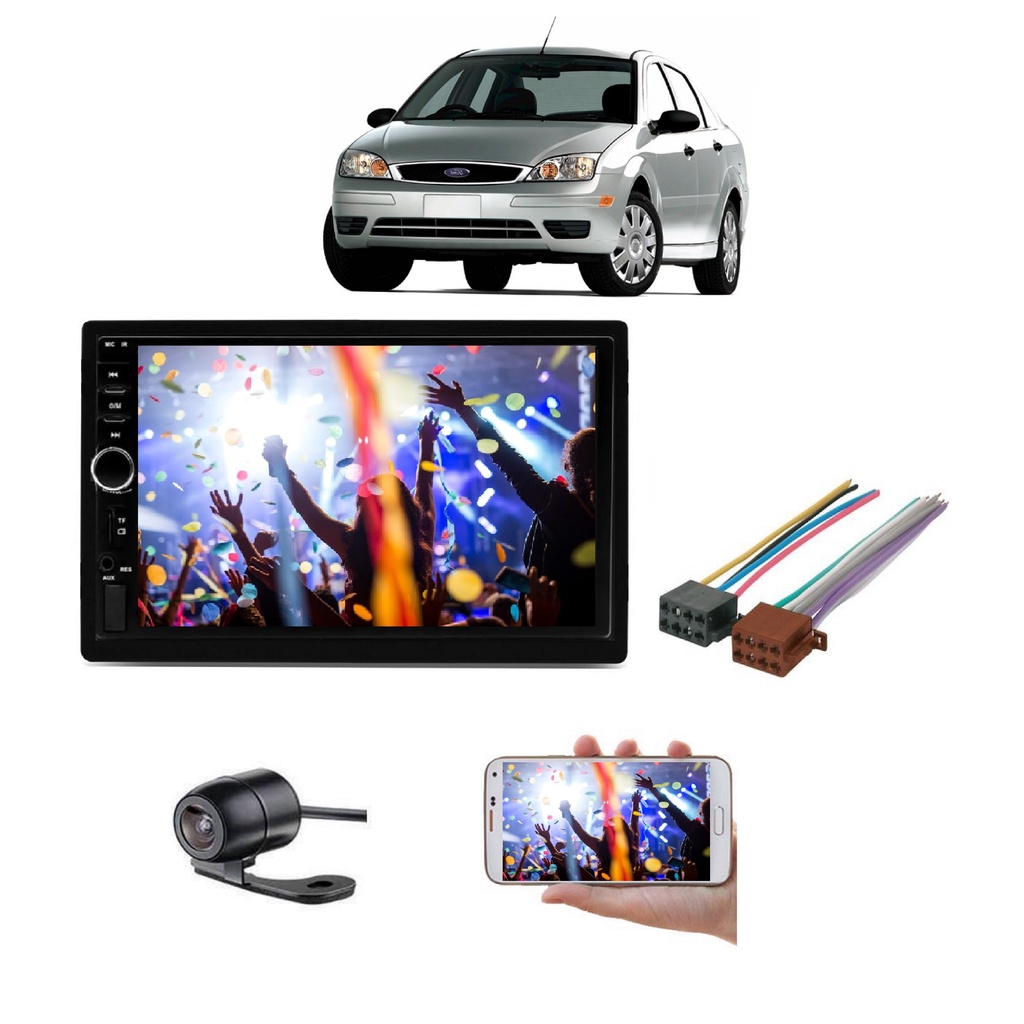 Mp5 Central Multimidia Moldura 2 Din Ford Focus Hatch Sedan 2001 2002 2003 2004 + Camera