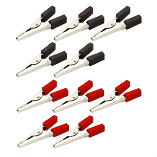 KIT Com 10 Garra Jacaré Jacarezinho Semi-isolada 45mm Preta e Vermelha