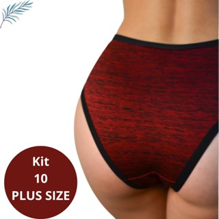 Kit 10 Calcinhas Plus Size Fitness Premiun Cos Alto Compressão Para Barriga Sustentação Confortavel - Firma Plus