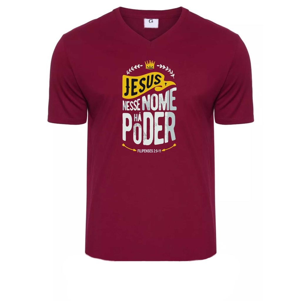 Camiseta Blusinha Gospel Evangélica Há Poder no Nome de Jesus