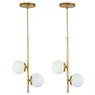 Kit 2 Pendentes Lustres Jabuticaba Globo de Vidro Dourado em Oferta na Shopee