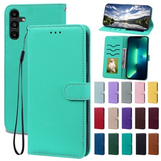 Capa Tipo Carteira De Couro Luxuosa Para Samsung Galaxy A54 A34 A14 Porta Cartão Traseira Magnética em Oferta na Shopee