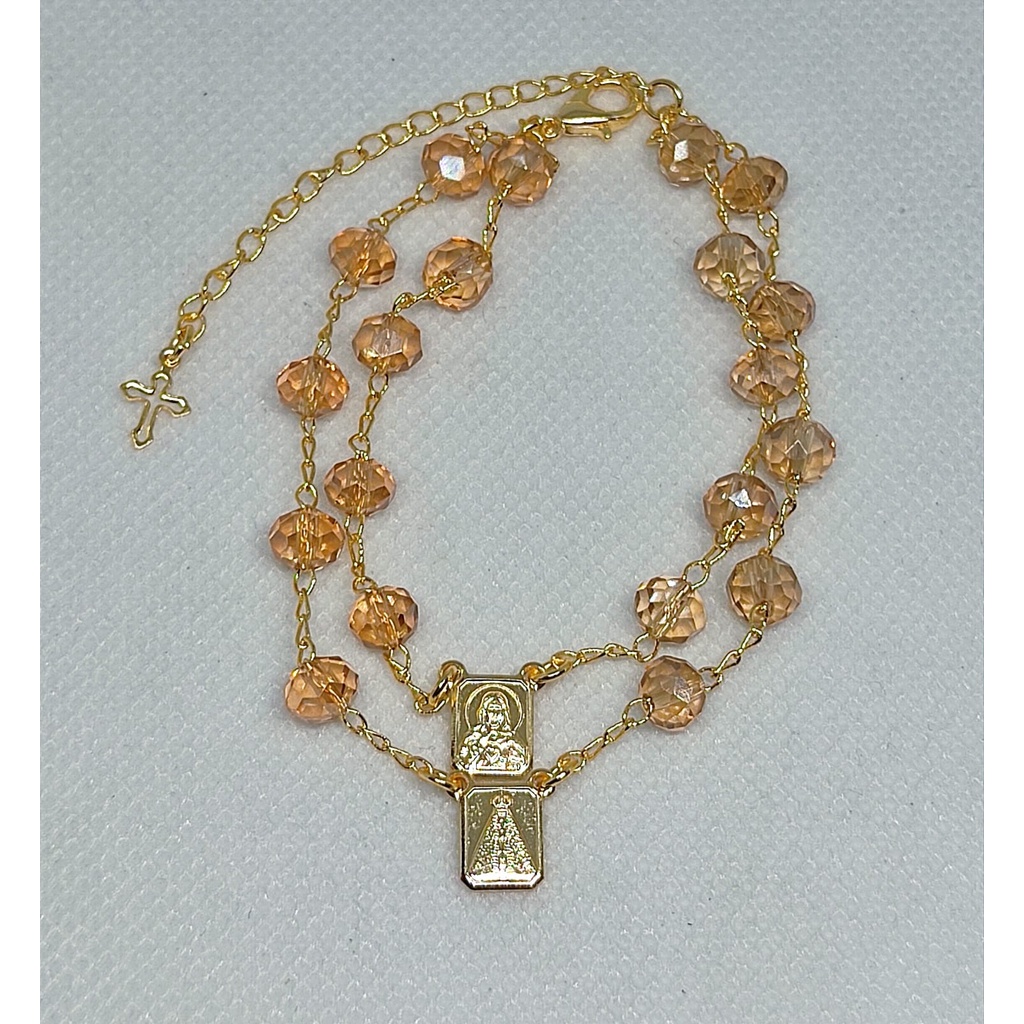 Pulseira de escapulário Nossa senhora Aparecida Cor Chá banhada a Ouro 18k em Oferta na Shopee
