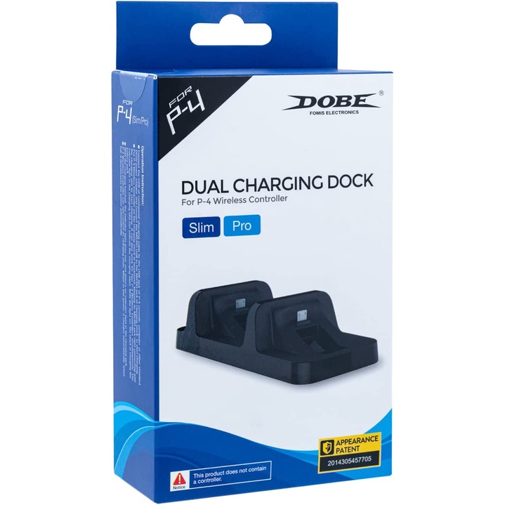 Base Carregador Duplo Dock Charge Para Controle PS4 Dobe Preto
