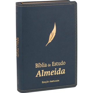 Bíblia de Estudo Almeida | NAA | Capa Luxo Azul em Oferta na Shopee
