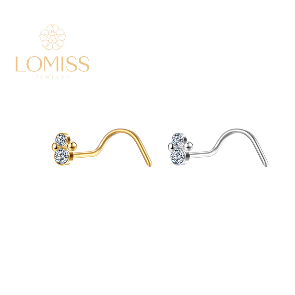Piercing Nostril AÇo CirÚrgico 2 Pedras《Lomiss  piercing》 em Oferta na Shopee