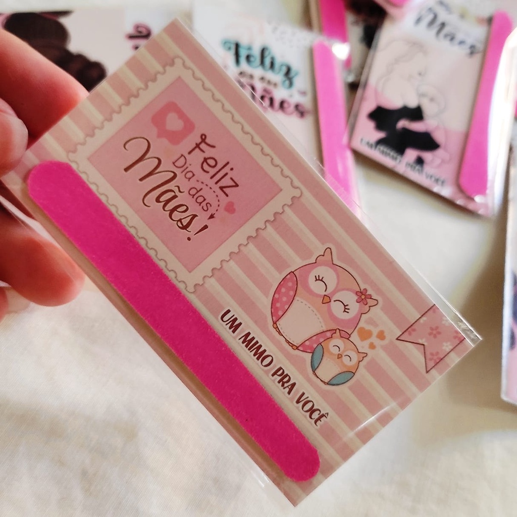 50 ou 100 Lembrancinhas para o Dia das Mães: Cartão com Mini Lixa - Mimo Especial para Clientes em Oferta na Shopee