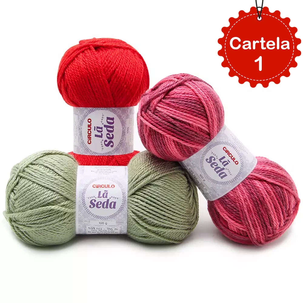 Lã Seda Círculo 100g TEX 599 166 metros Crochê e Tricô Cartela 1