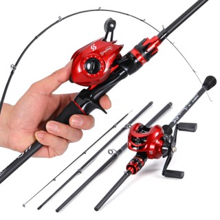 Sougayilang 4 Seções 2.1m carretilha de pesca Vara Com Carretel 7.2 : 1 Fibra De Carbono De Alta Qualidade Eva Handle Max Drag 15kg