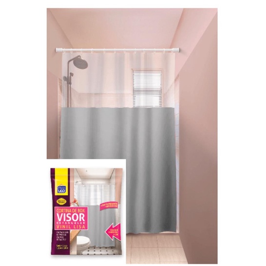 Cortina para Box Vinil com Visor Liso 1,35 x 2 m