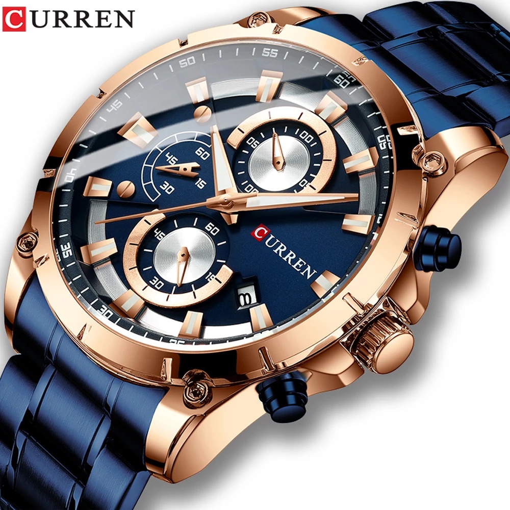 CURREN Top Luxury Brand Relógio Masculino De Aço Inoxidável Multifuncional Preto Clássico Discagem Clássica Moda Casual Empresarial Quartzo À Prova D'água Sem Caixa 8360 X