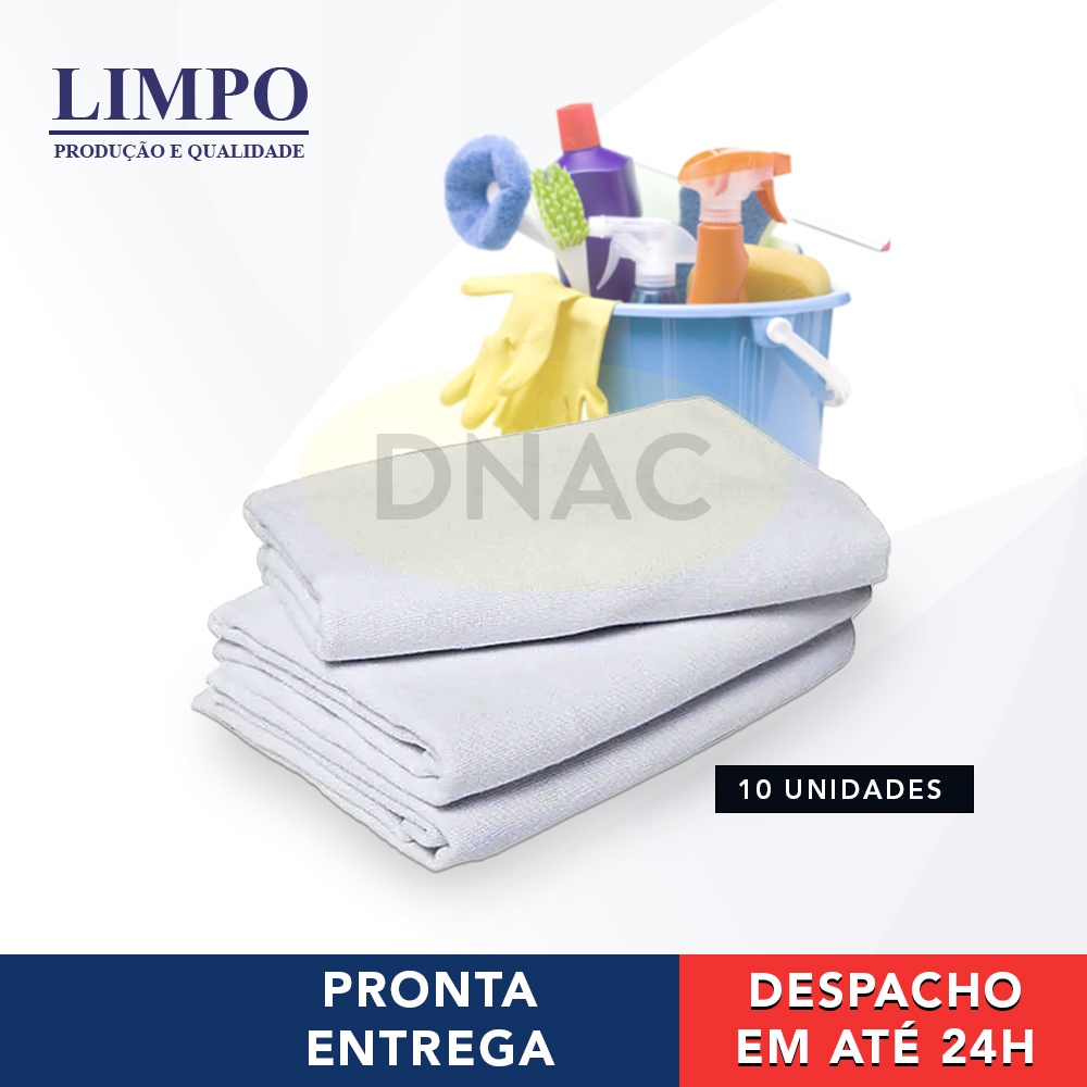 Kit 10 unidades Pano Alvejado Branco De Chão De Limpeza LP 17 43x71cm Saco Alvejado
