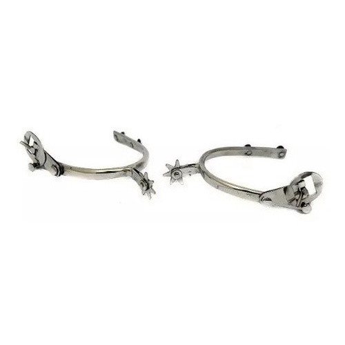 2 Par Espora Batida Inox Serrilhada + 7 Pontas E Correia De Brinde