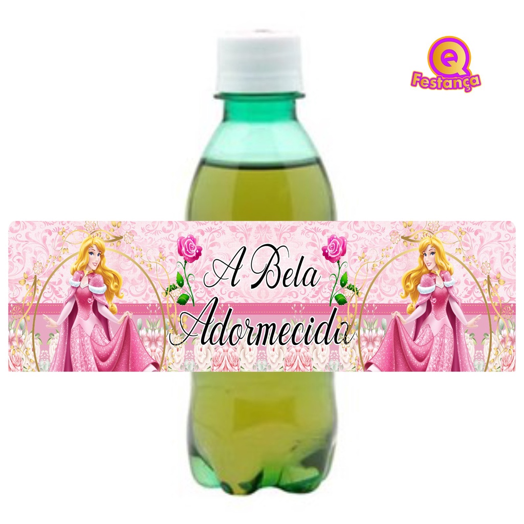 10 Adesivos para Caçulinha A Bela Adormecida-Mini Refrigerante, Decoração Festa Aniversário, Lembrancinhas A Bela Adormecida