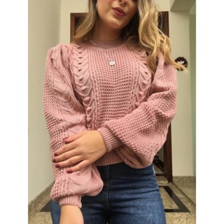 Blusa Manga Princesa Bem Bufante Urbana Trico Inverno Si363