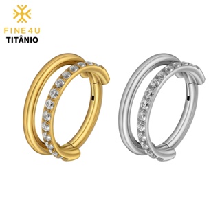 FINE4U Piercing Argola Titânio Segmneto Articulado Vazado 1 Fileira Zircônia Cravejada Conch Helix em Oferta na Shopee