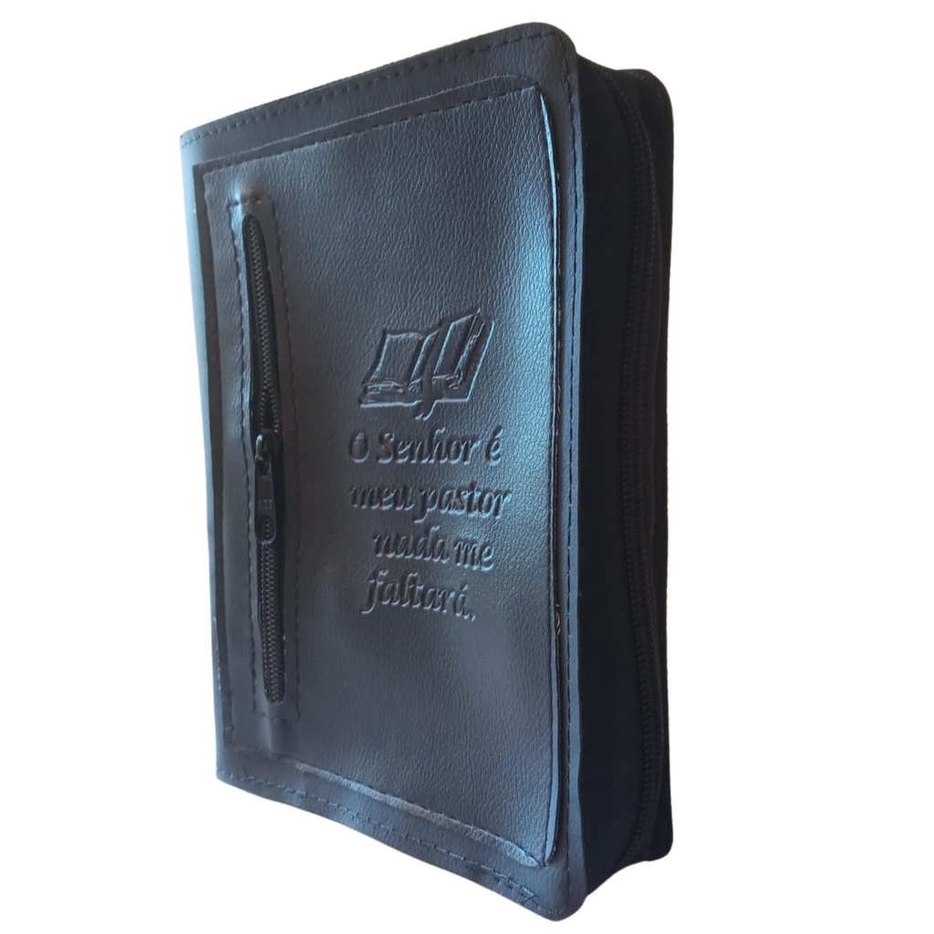 Capa Pequena para Bíblia com Ziper e Bolso Externo | Preta