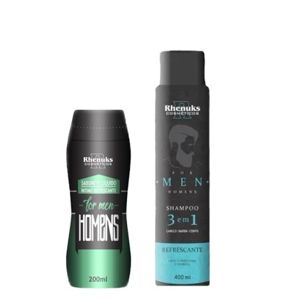 kit formem shampoo 3 em 1 e sabonete intimo masculino rhenuks