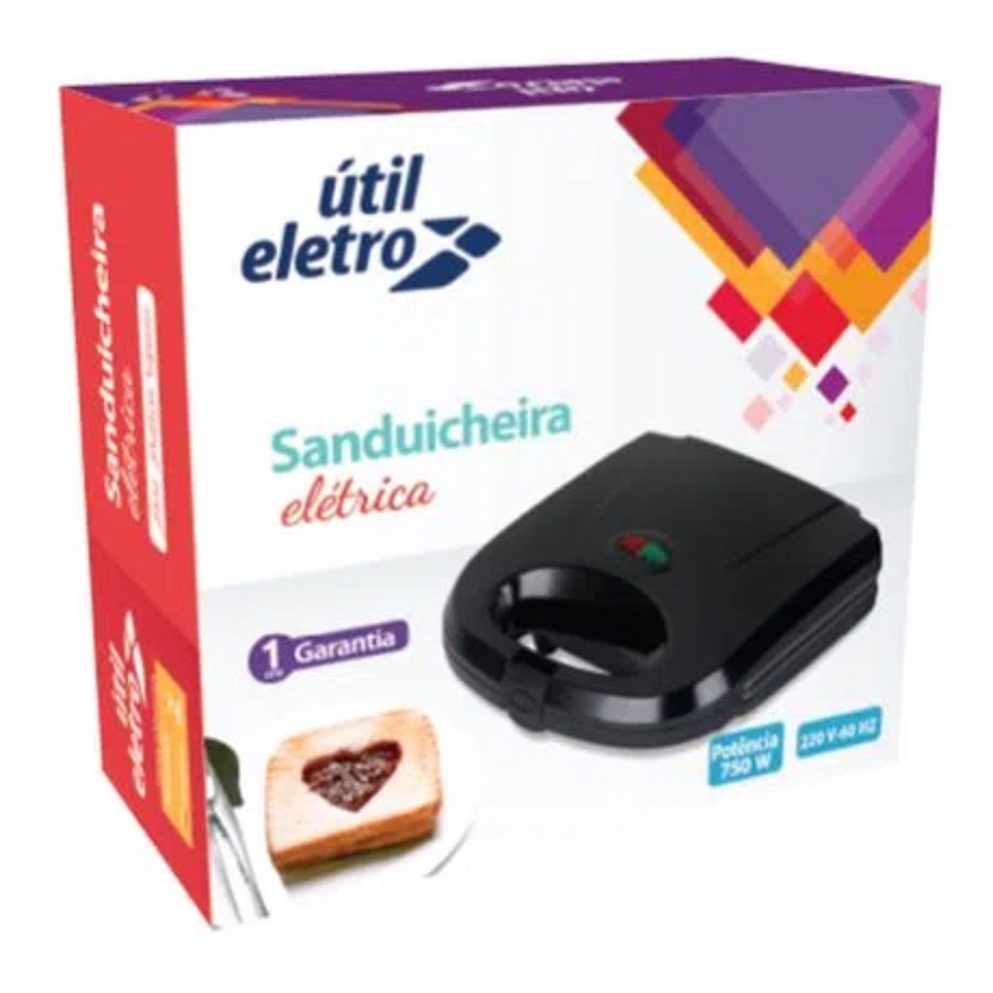 Grill Sanduicheira Preta Útil Eletro KJ1172 220V 750W