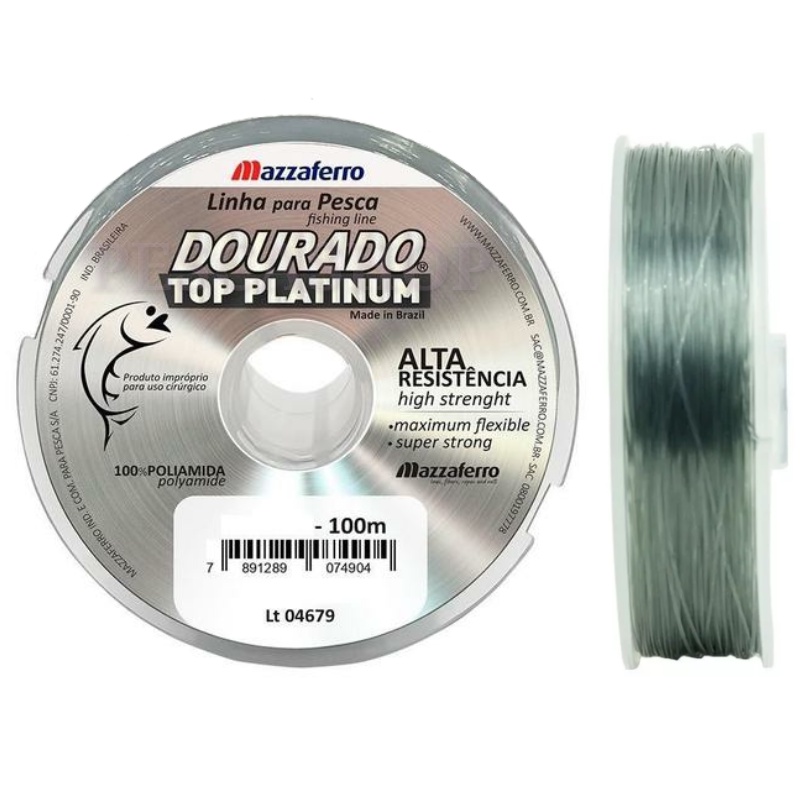 Linha Dourado Top Platinum - 0.30mm - Monofilamento 15.4Lb / 7Kg - Mazzaferro - 100m em Oferta na Shopee
