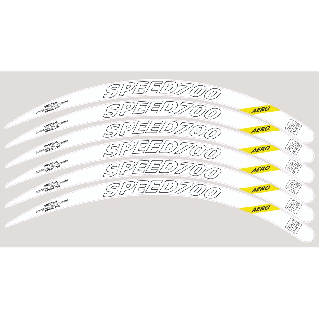 6 Adesivos Aro Speed 700 kit para 1 roda bicicleta Branco