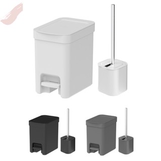 Kit Lixeira De Banheiro De Pedal 6l E Escova Sanitária Inox com Suporte