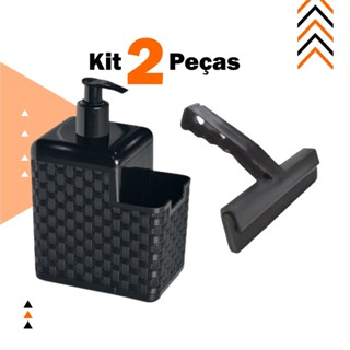 Porta Detergente Sabão Dispenser 2 em 1 Com Suporte Para Bucha  + Rodo