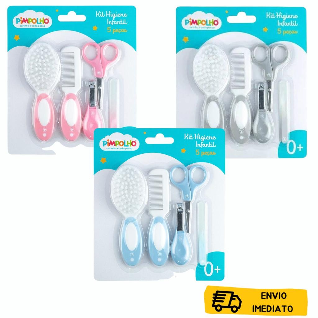 Kit higiene pimpolho cuidados bebe menino menina, escova cortador de unha tesoura pente e lixa