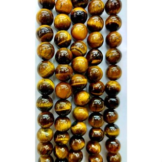Contas de Pedra Natural Olho de Tigre 10 mm / Fio
