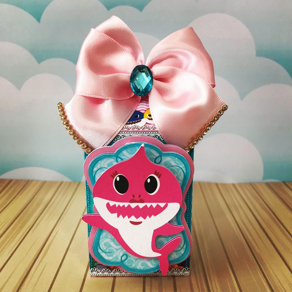 kit  30 mimos personalizados Caixinhas para Aniversario LEMBRANCINHA PARA FESTA TEMA: BABY SHARK MENINA / cod.117 LEIA A DESCRIÇAO