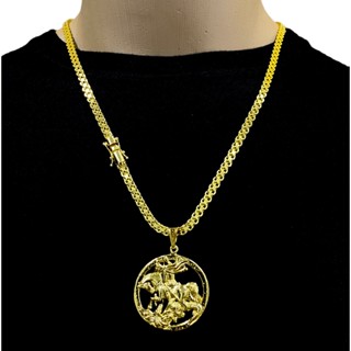 Cordão Cadeado Dupla 7MM Moeda Antiga Banhado a Ouro 18K