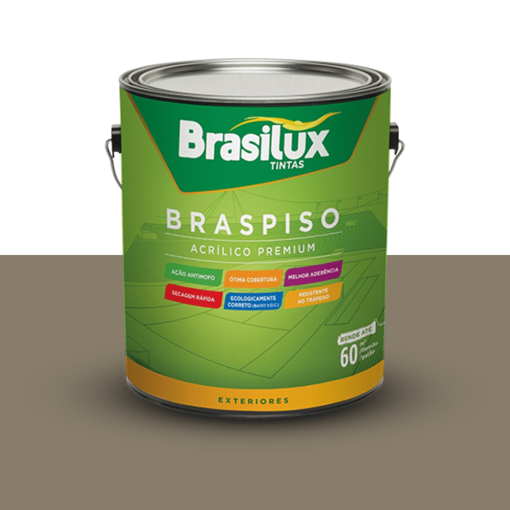 Tinta Para Piso Cor Concreto Secagem Rápida Galão 3,6 Litros - Brasilux em Oferta na Shopee