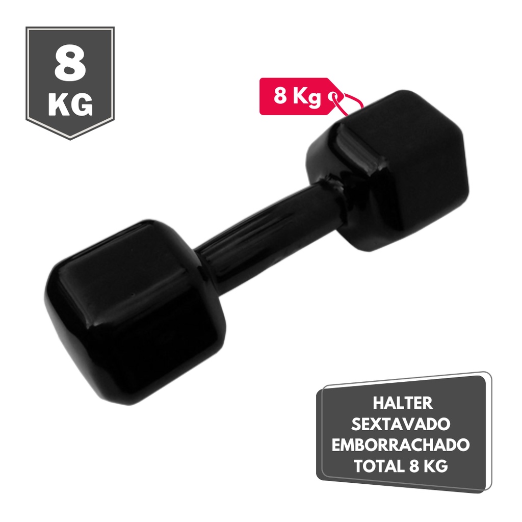 Halter Sextavado Emborrachado 8 Kg