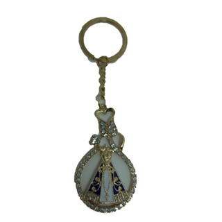 Chaveiro N.S. Aparecida redondo com strass e coração Dourado Católico Religioso