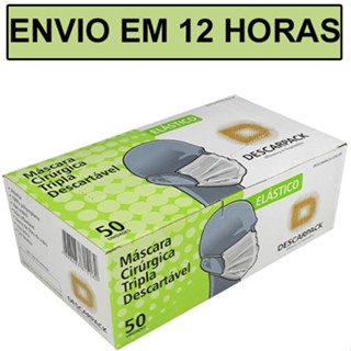 KIT COM 3CX Máscara Descartável Tripla, Branca, Clip Nasal, C/elástico - Descarpack
