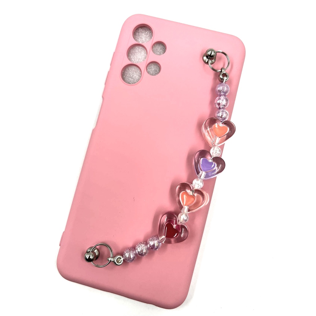 Capa Capinha Aveludada Anti-queda Impacto Para celular Samsung Galaxy A13 4G com pulseira ( CORAÇÃO G) - detalhe